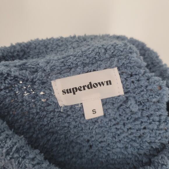 Superdown Blue Fuzzy Gia Cropped Long Sleeve Sweater S - Picture 8 of 9